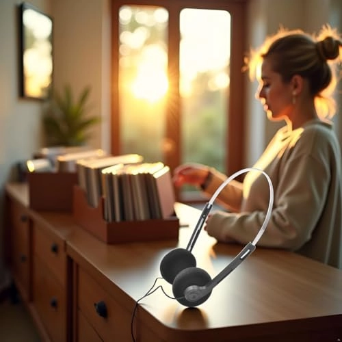 Retro Over-Ear Wired Headphone Set