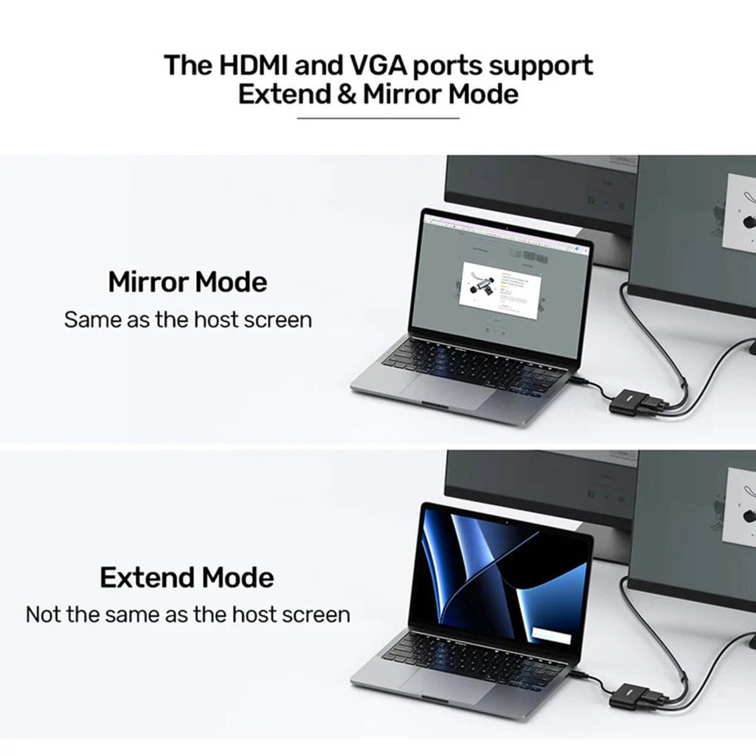 USB-C To HDMI And VGA Adapter - USB-C 4K@30Hz