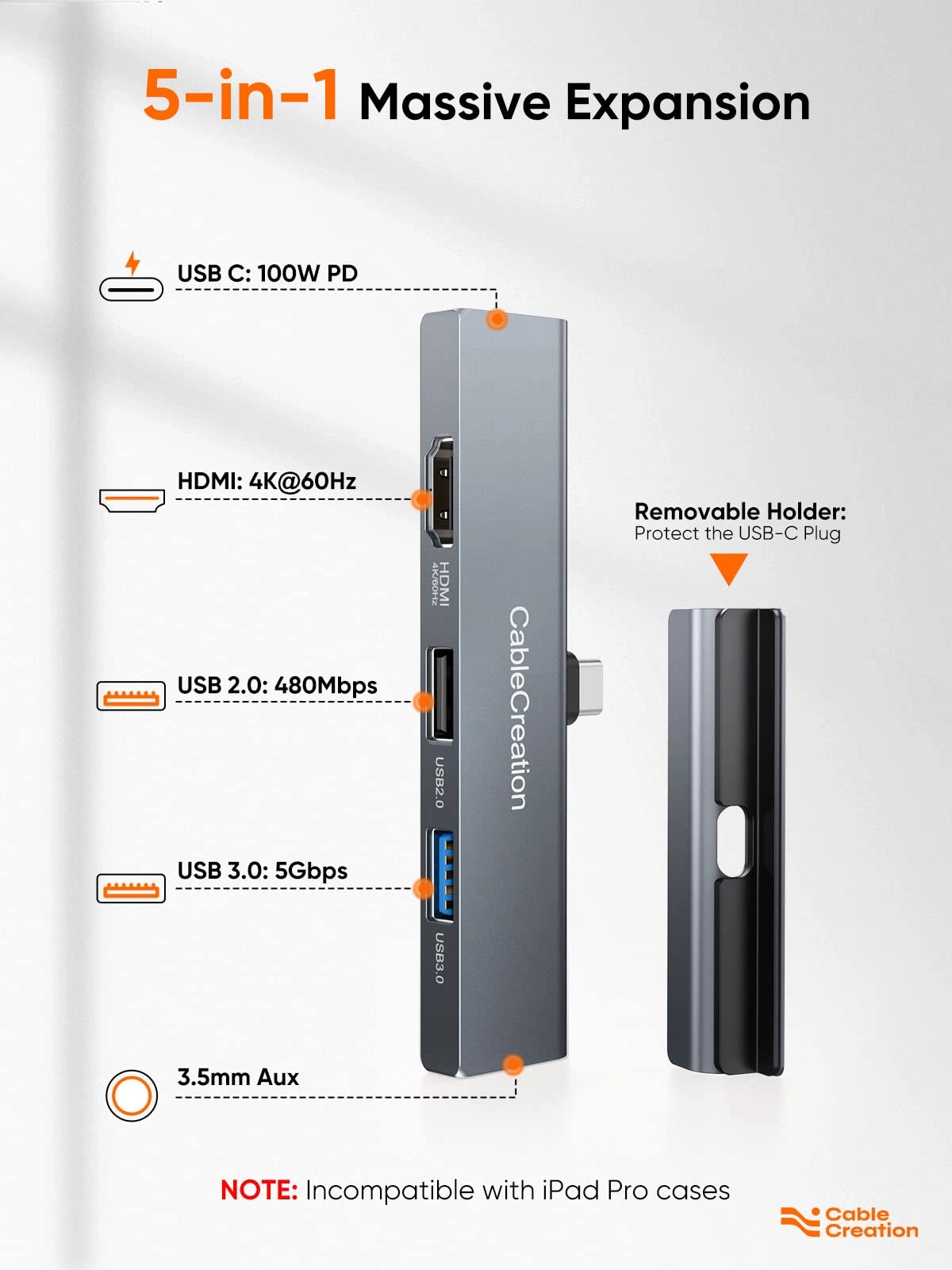 USB-C Hub - 4K 60Hz 5-in-1 100W Power Delivery