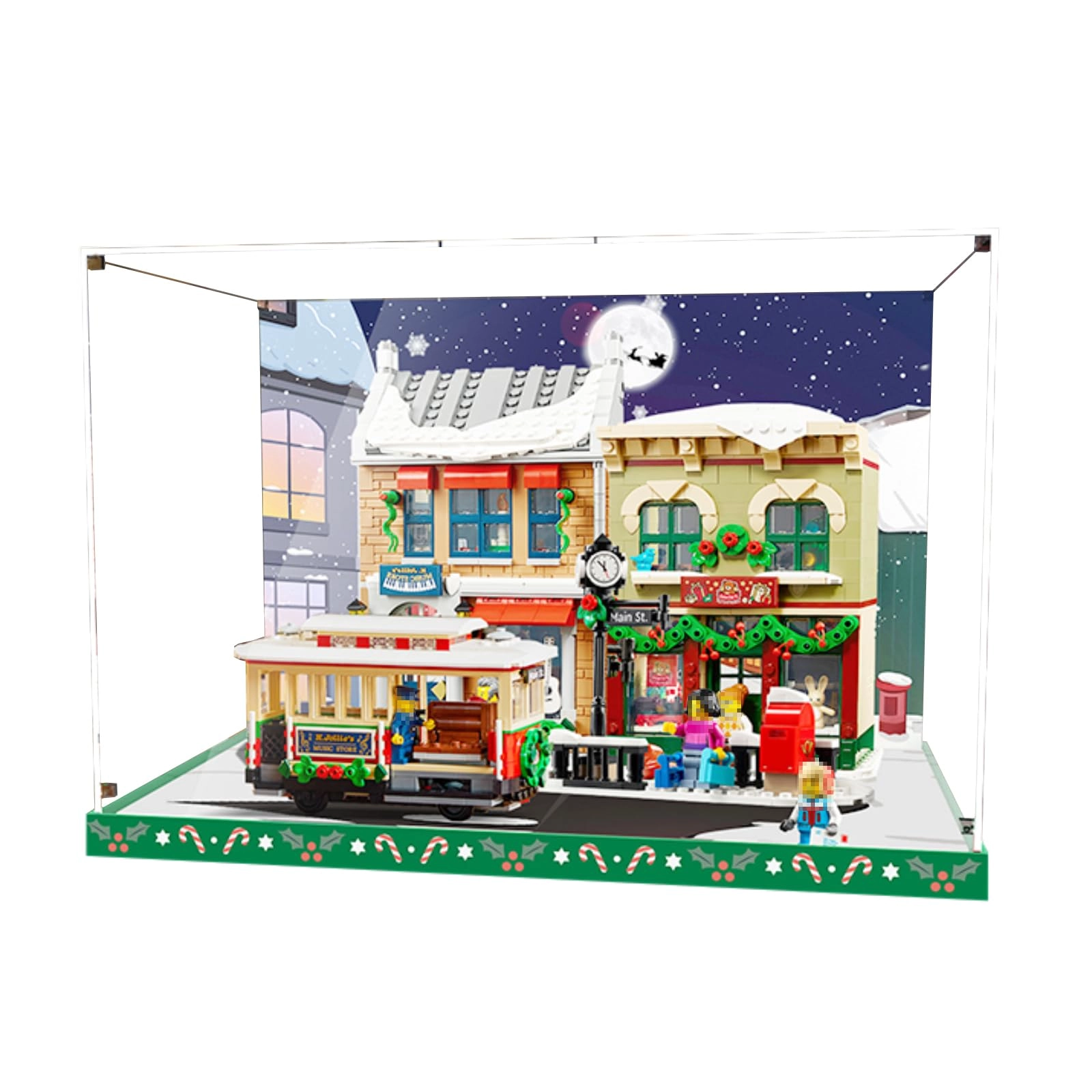 SUNHON Figures Display Box for LEGO Christmaas Decorated Main Strreet 10308 - Acrylic