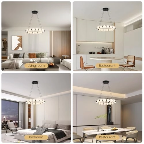 Single Ring White LED Chandelier - 3000K-6000K Dimmable
