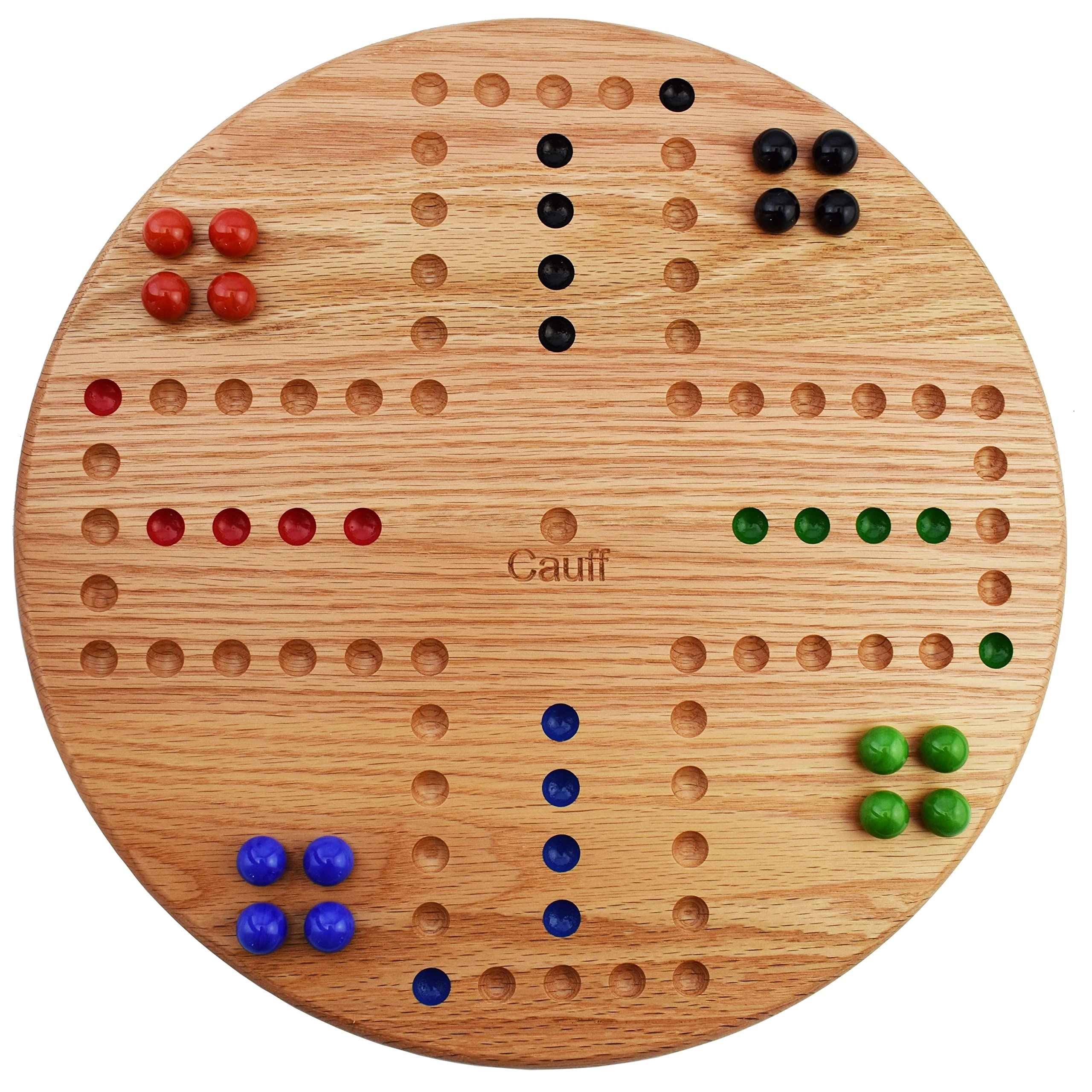 Cauff Marble Game - Solid Oak Wood Hand Painted Holes