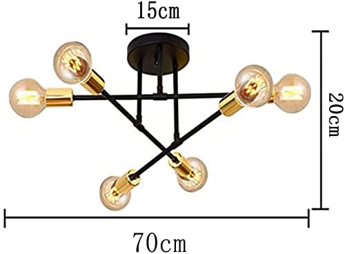Retro Metal Chandelier Sputnik - E27 6 Lights Gold