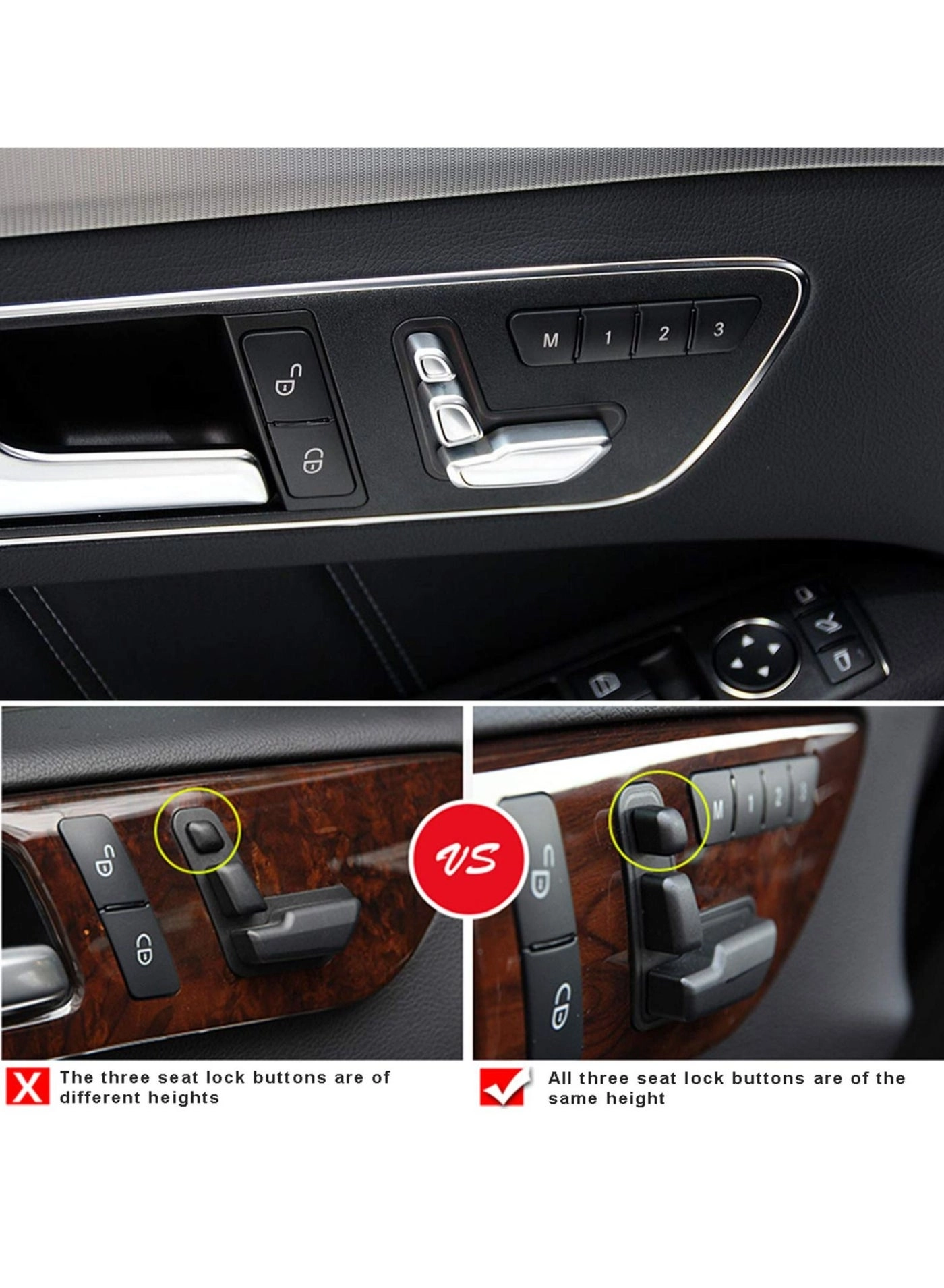 Door Seat Adjust Button Cover - Mercedes Benz B-Class W246 / C-Class W204 E-Class W212 ML W166 CLA W117 GLK X204 GL X166 CLS W218