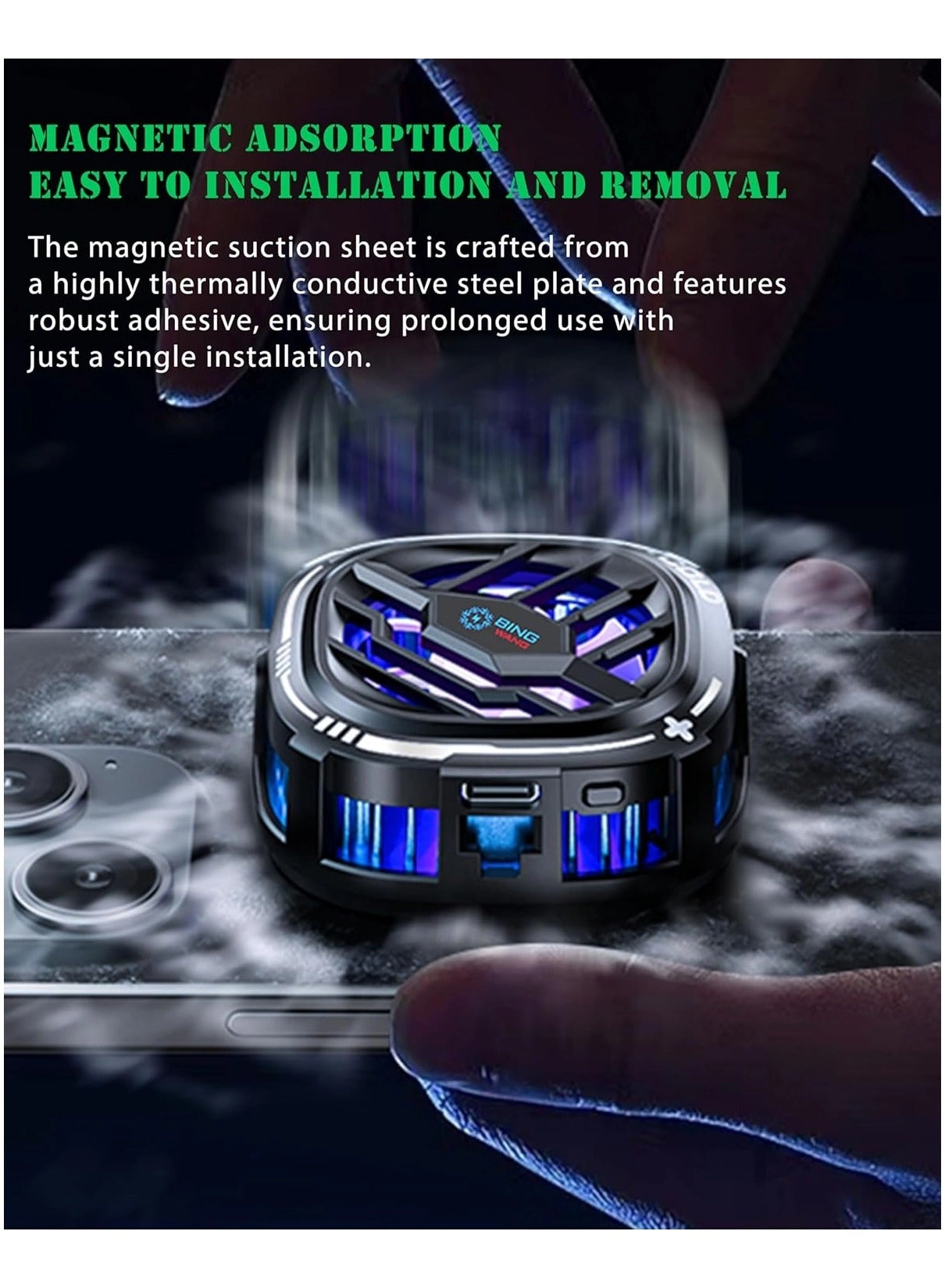 Mobile Phone Cooling Fan - RGB Portable Temperature Display