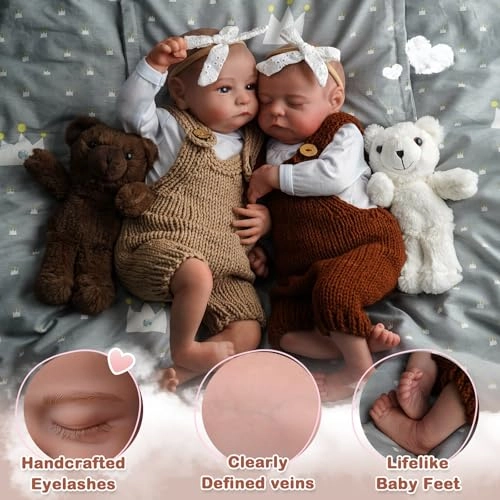 Reborn Baby Doll - 20 Inch Soft Cloth Body Twin Boys Bundle