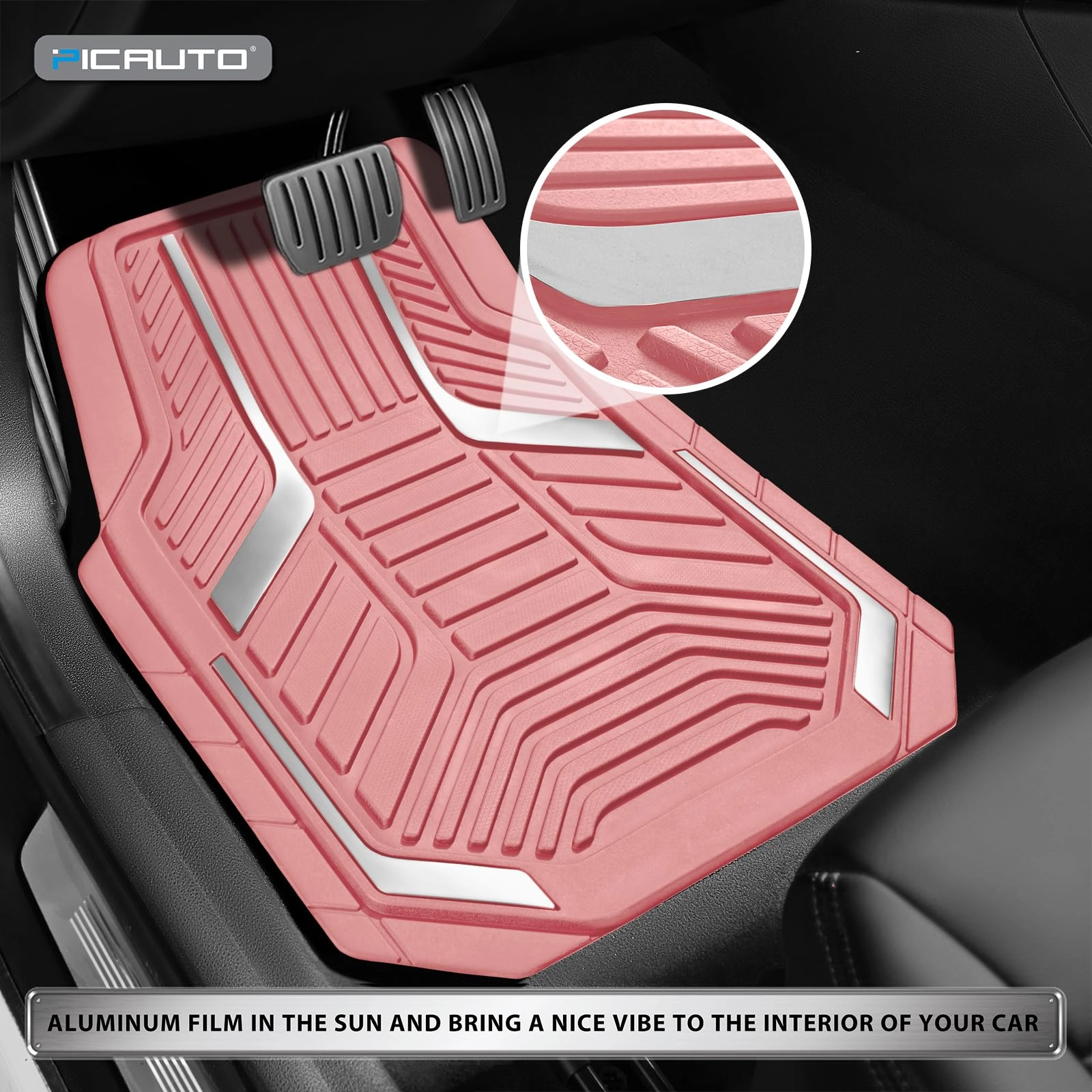 Heavy Duty Rubber Floor Mats - Pink Universal Fit