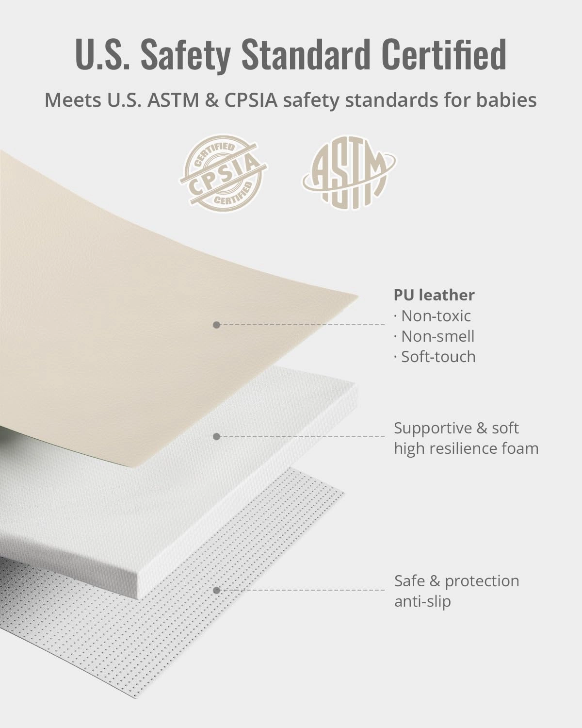 Vegan Leather Baby Play Mat - 50x50 Taupe