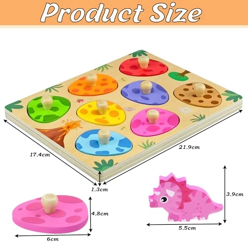 Dino Eggs Wooden Puzzle - 1 Year 8 pieces