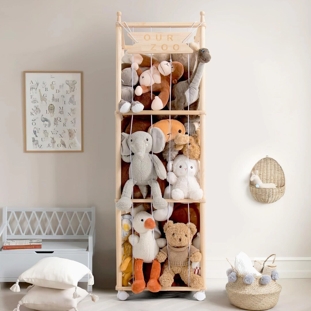 MZA STORES Stuffed Animal Storage - solid pine wood