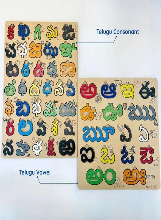 Telugu Alphabet Puzzle - Wooden Vowels & Consonants
