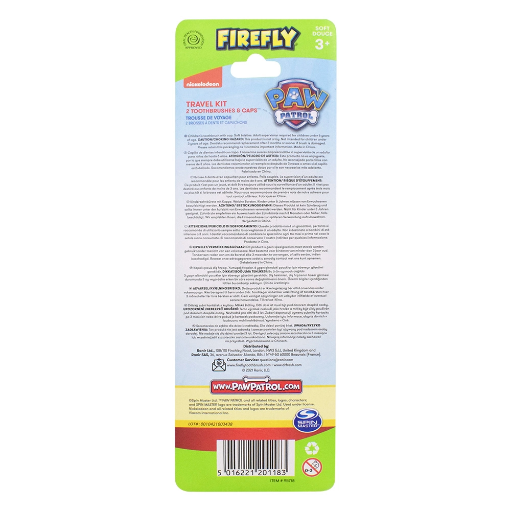 Paw Patrol Toothbrush - With Caps 2-Piece Pack