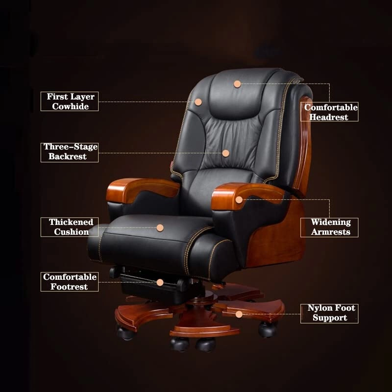 Desk Chair - PU Leather Brown High Back