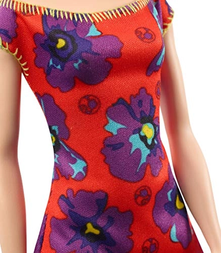 GBK92 Doll - Light Auburn Curly Brunette Red and Purple Floral Dress