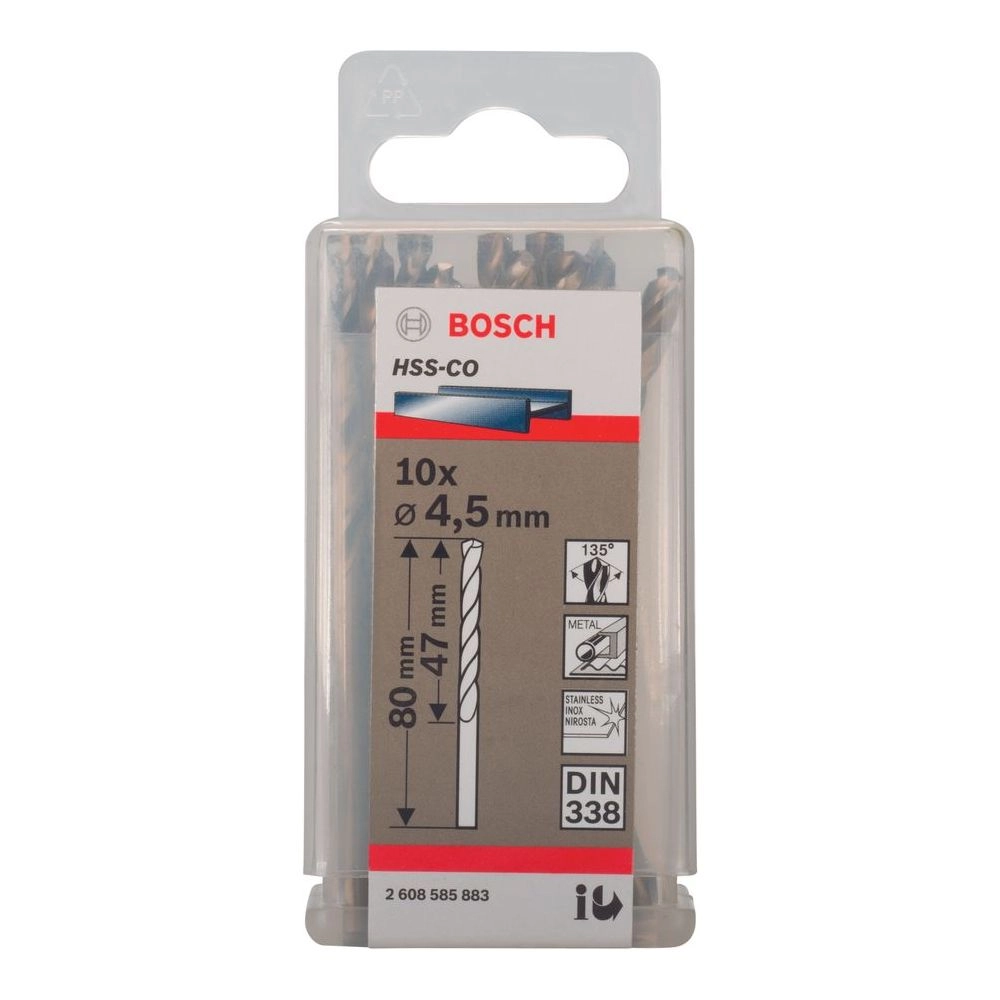 Bosch HSS-Co Metal Drill Bits - 10 piece(s) 4.5 mm