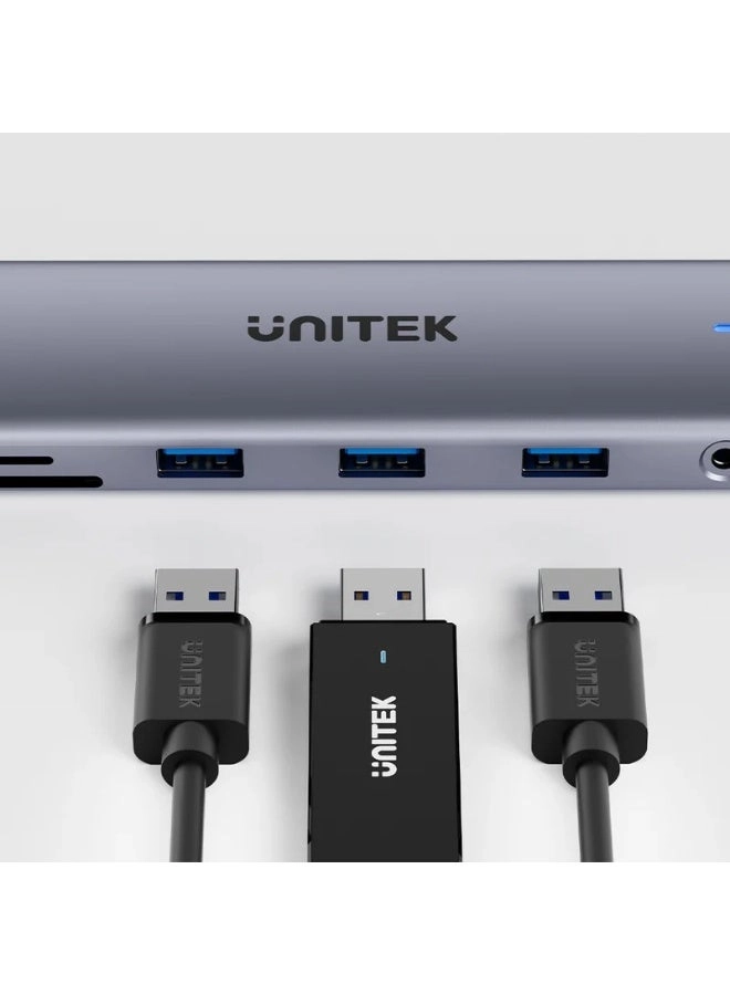 D1113A - 9-in-1 USB-C Hub 3x USB-A 5Gbps HDMI 4K@30Hz PD 100W