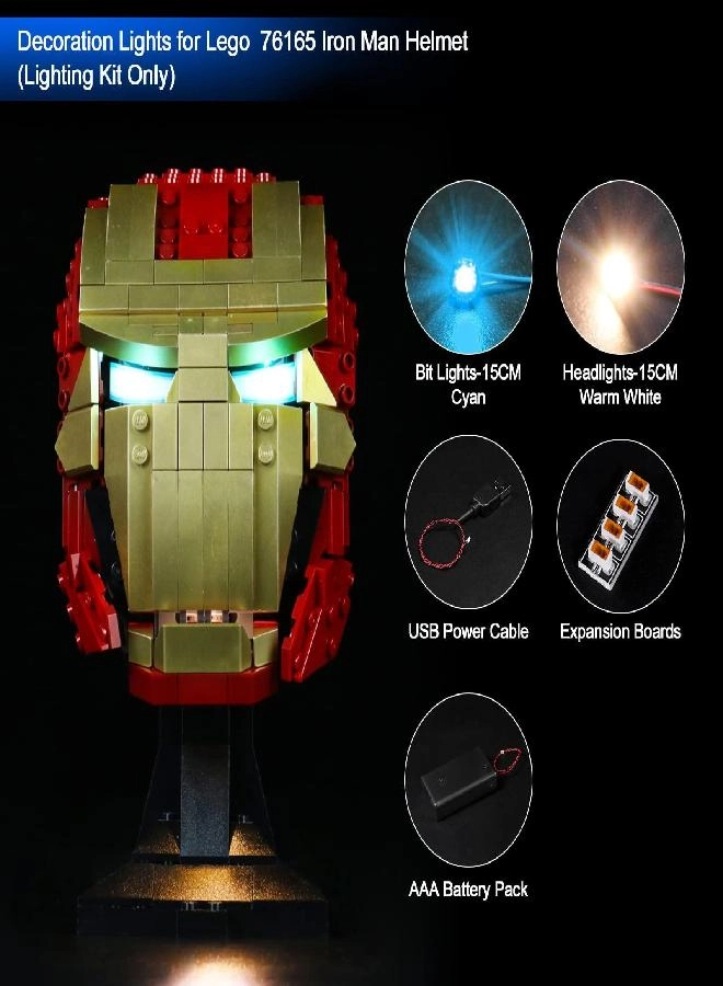 Light Kit for LEGO Iron Man Helmet 76165 - Avengers Super Heroes Iron Man Helmet 5V