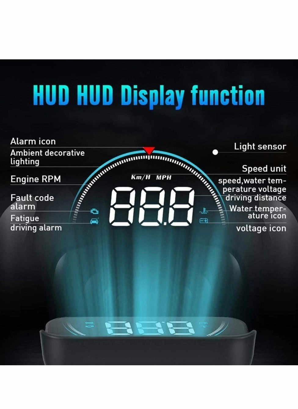 HUD Head-up Display - Multifunctional Overspeed Warning System OBD II