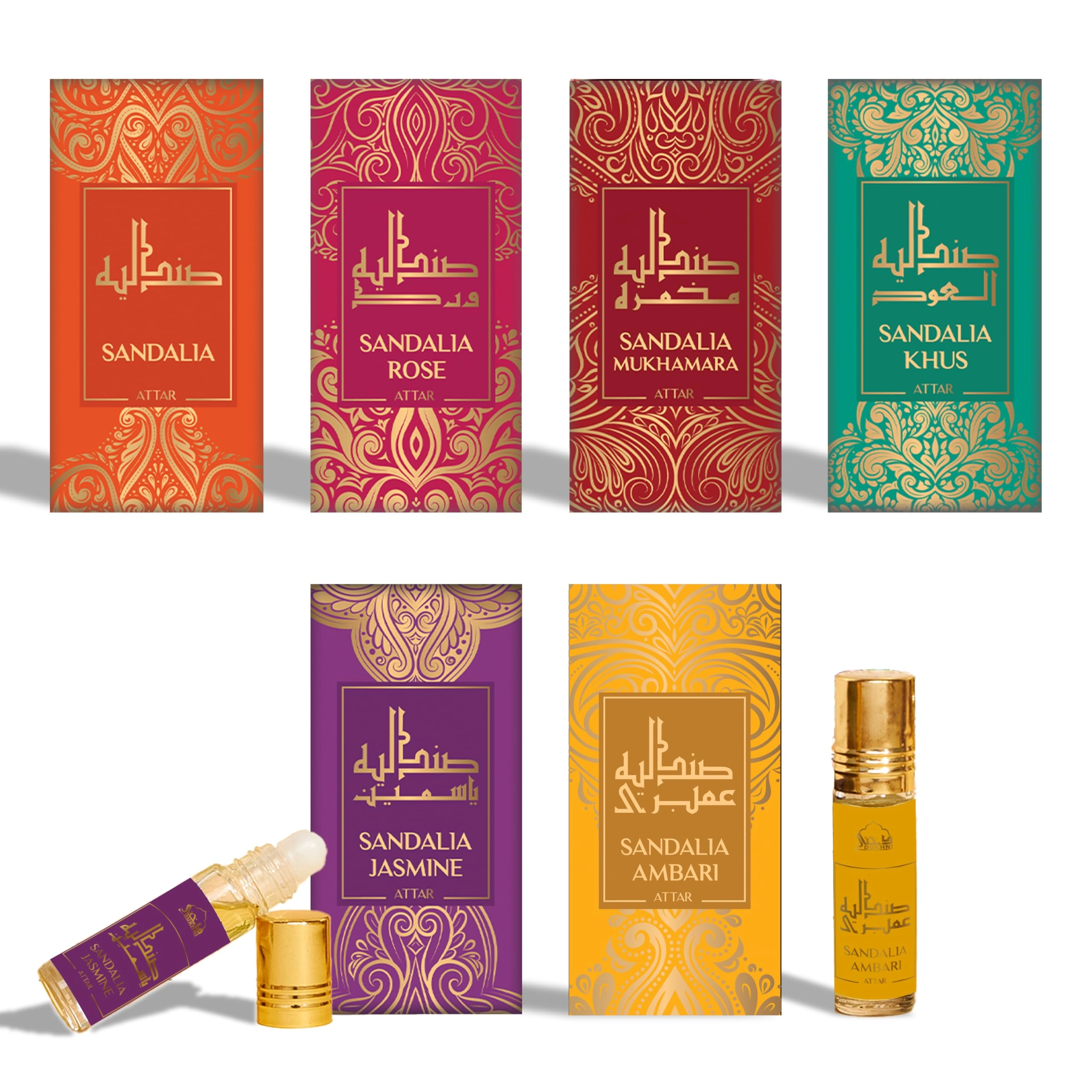 Dukhni Sandalia - Eau de Parfum 6ml + Sandal Mukhamara + Sandal Rose + Sandal Ambari + Sandal Khus + Sandal Jasmine