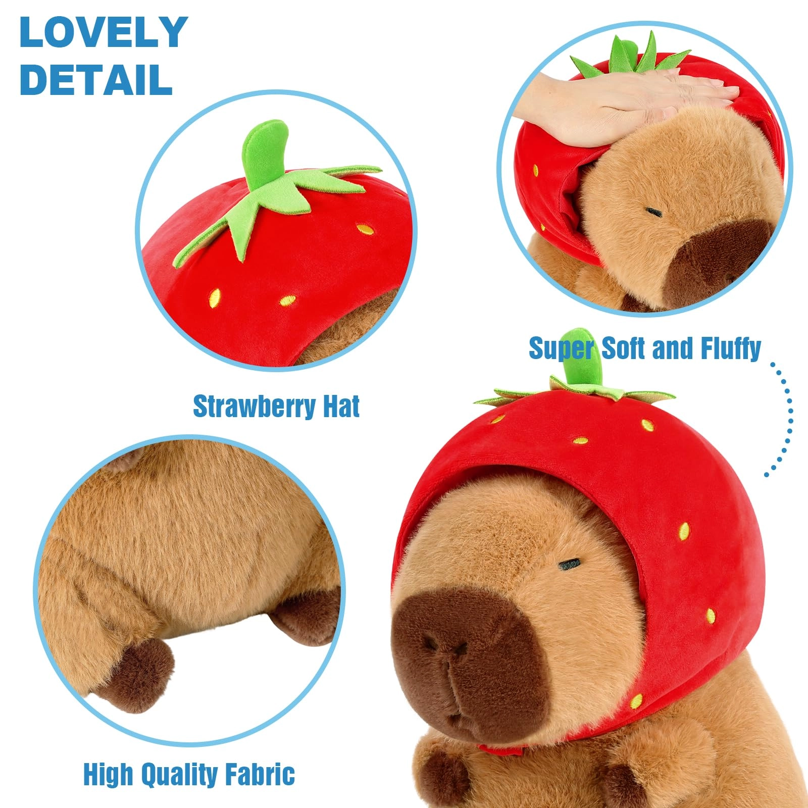 Capybara Plush - 9 inch Strawberry Hat