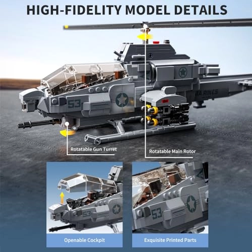AH-1W Super Cobra (M8024) - 958 Pcs 1:35 Helicopter Building Kit