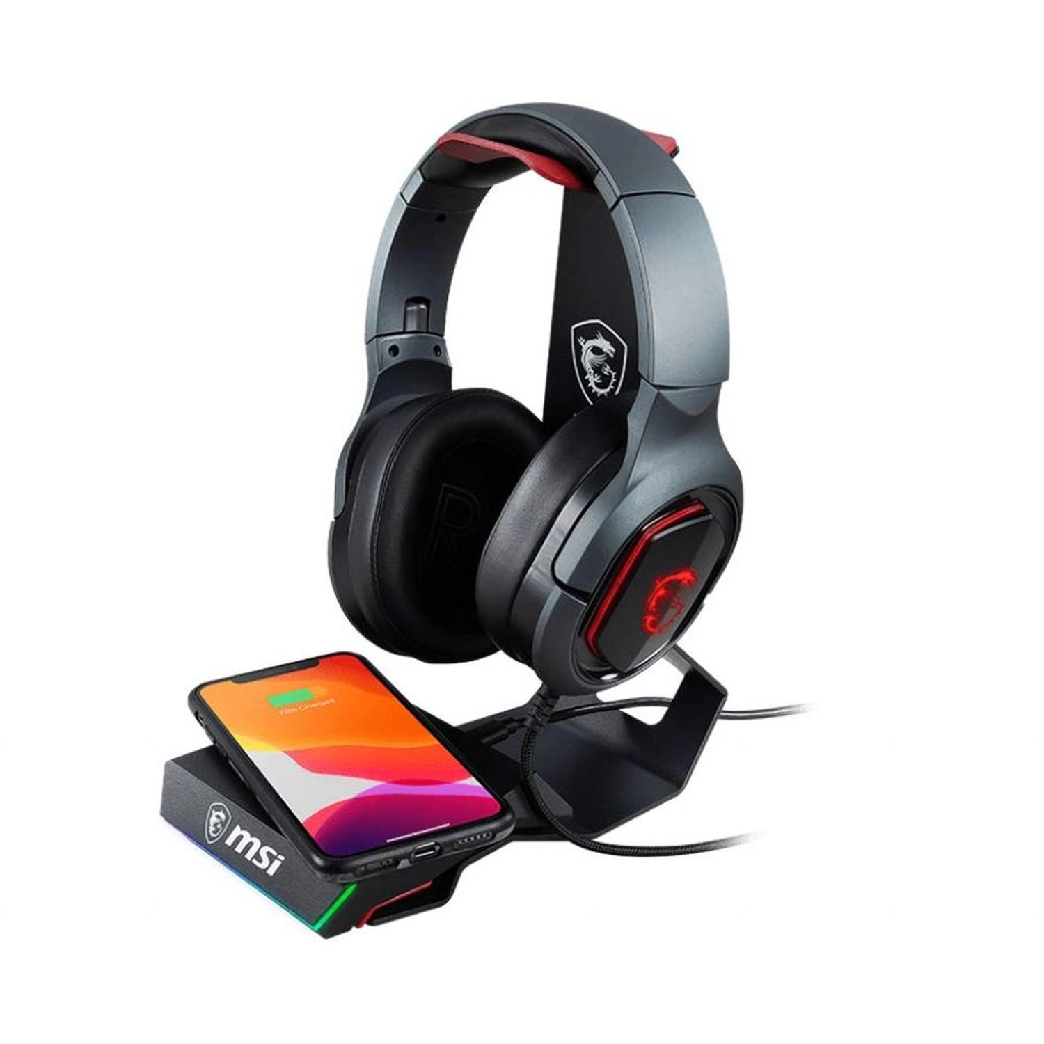 Headset Stand with Wireless Charger - 15W Qi Certified Fast Charging