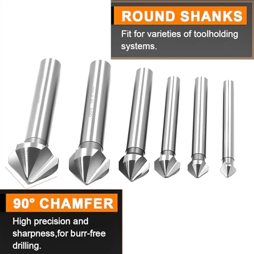 Countersink Drill Bit Set - HSS 6pcs 6.3mm 8.3mm 10.4mm 12.4mm 16.5mm 20.5mm