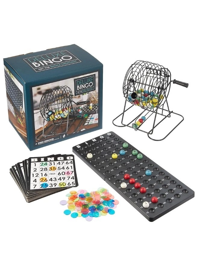 Deluxe Bingo Game - 50 Premium Cards 300 Vibrant Chips 75 Calling Balls