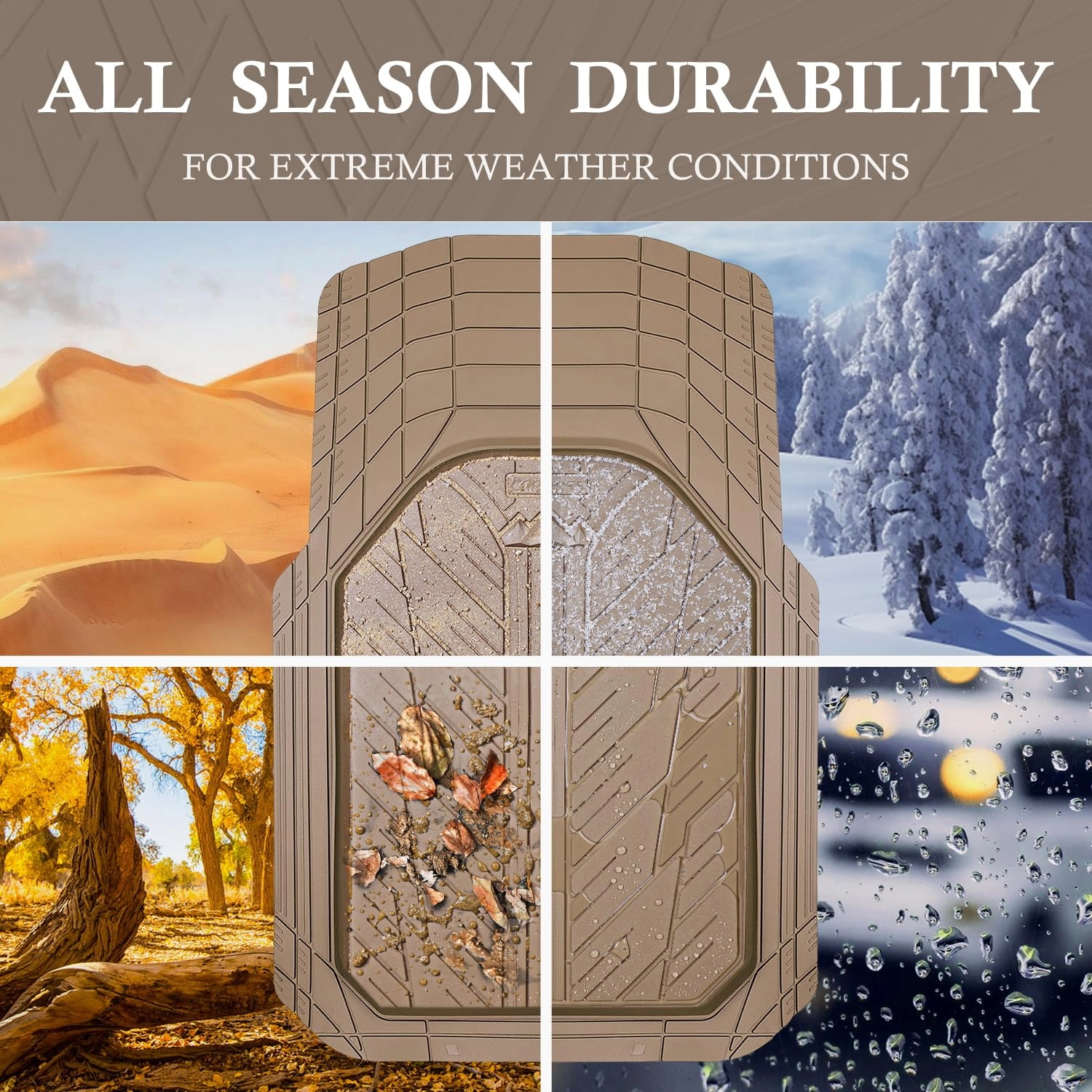 Rubber Floor Mats - All Weather Trim-to-Fit 3-Piece