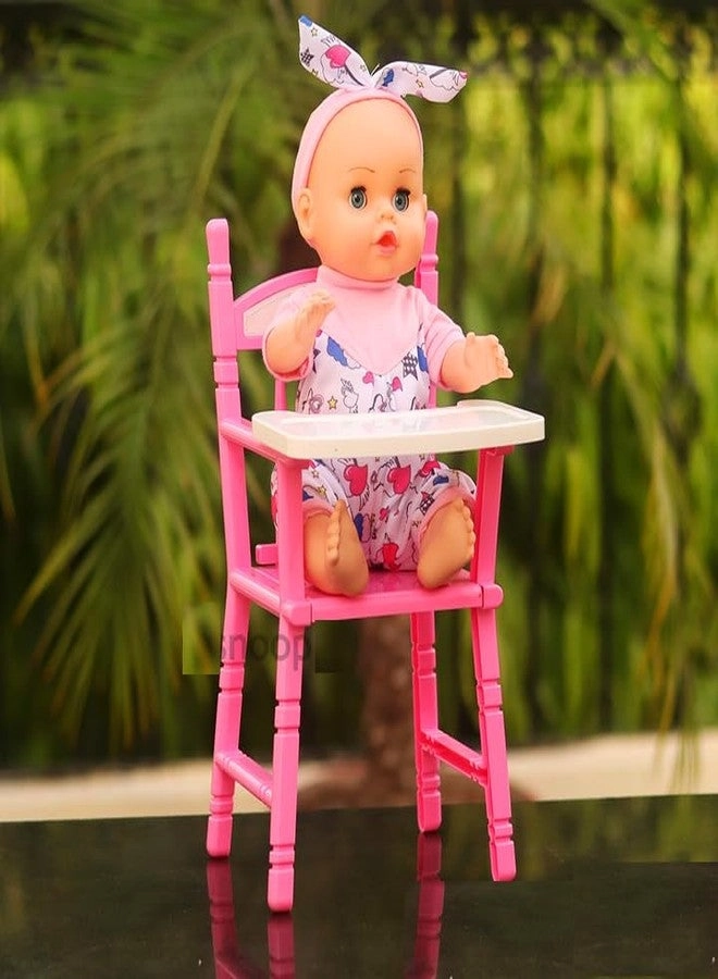Interactive Baby Doll - 3 in 1 Multicolor + High Chair Cot + Stroller Character Playset