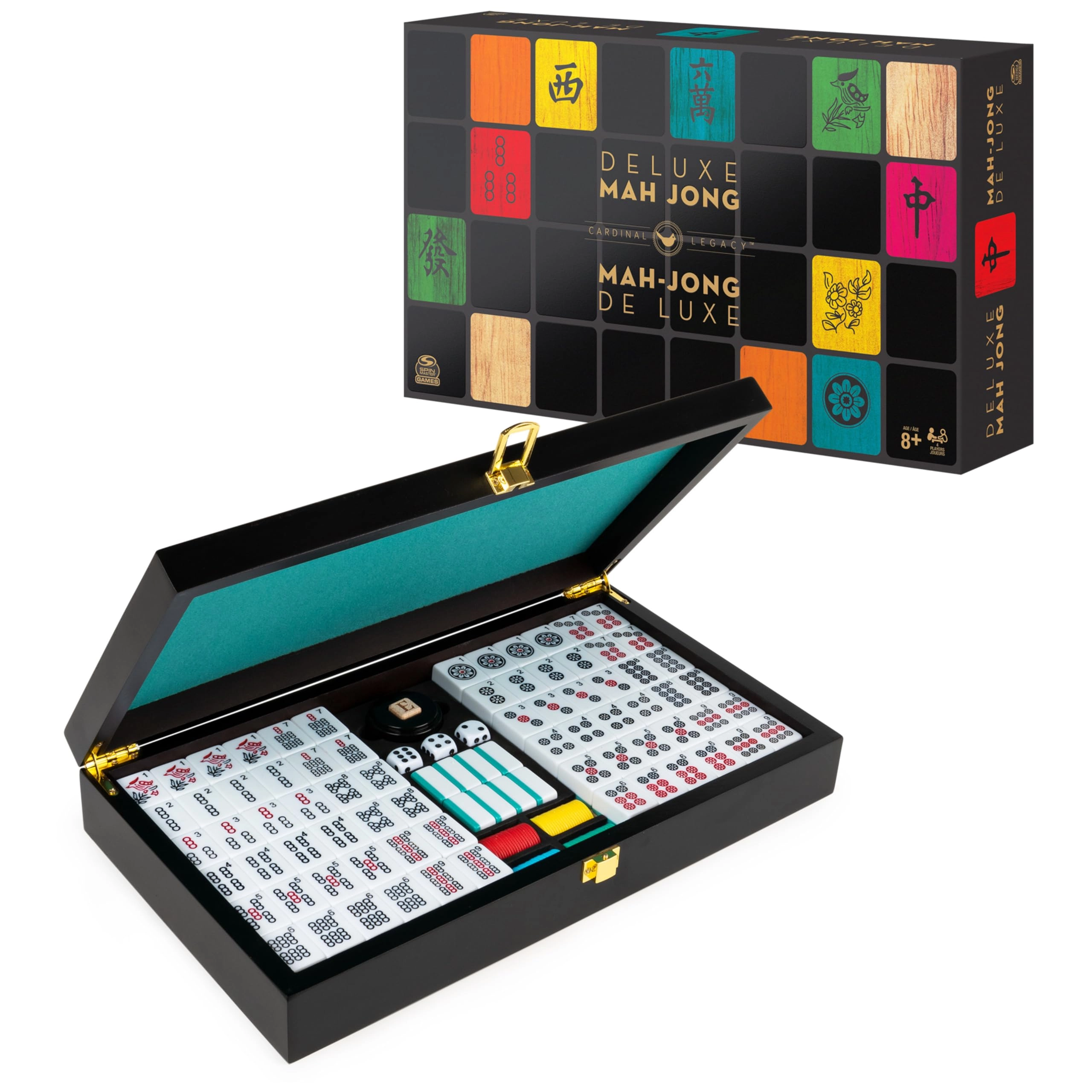 SPIN MASTER GAMES Legacy Deluxe Mahjong - Two-Tone Tiles Lined Wood Case