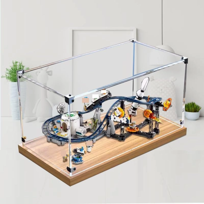 Acrylic Display Case for 31142 - 60x30x30cm Walnut Bottom