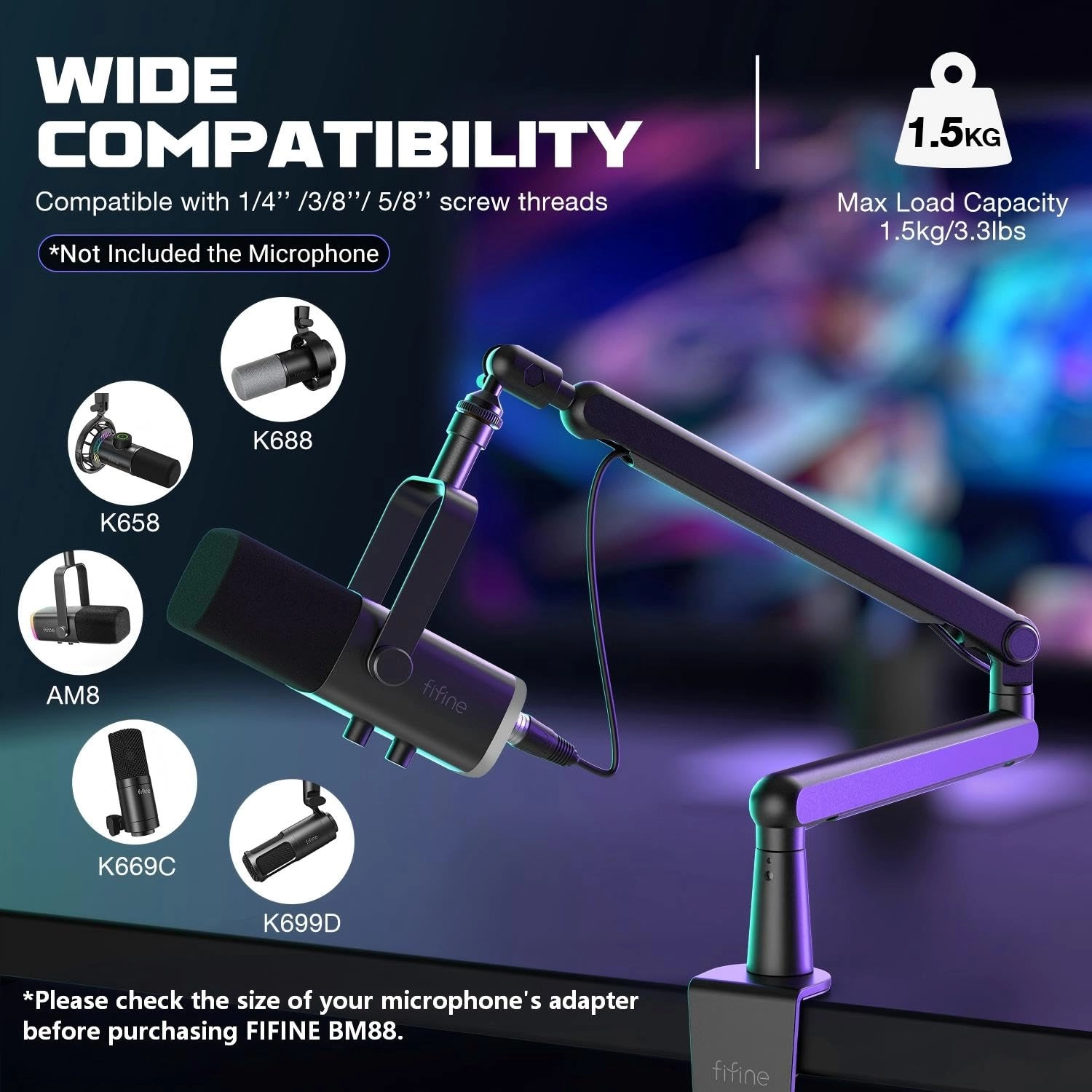 BM88 - Low Profile Adjustable Boom Arm