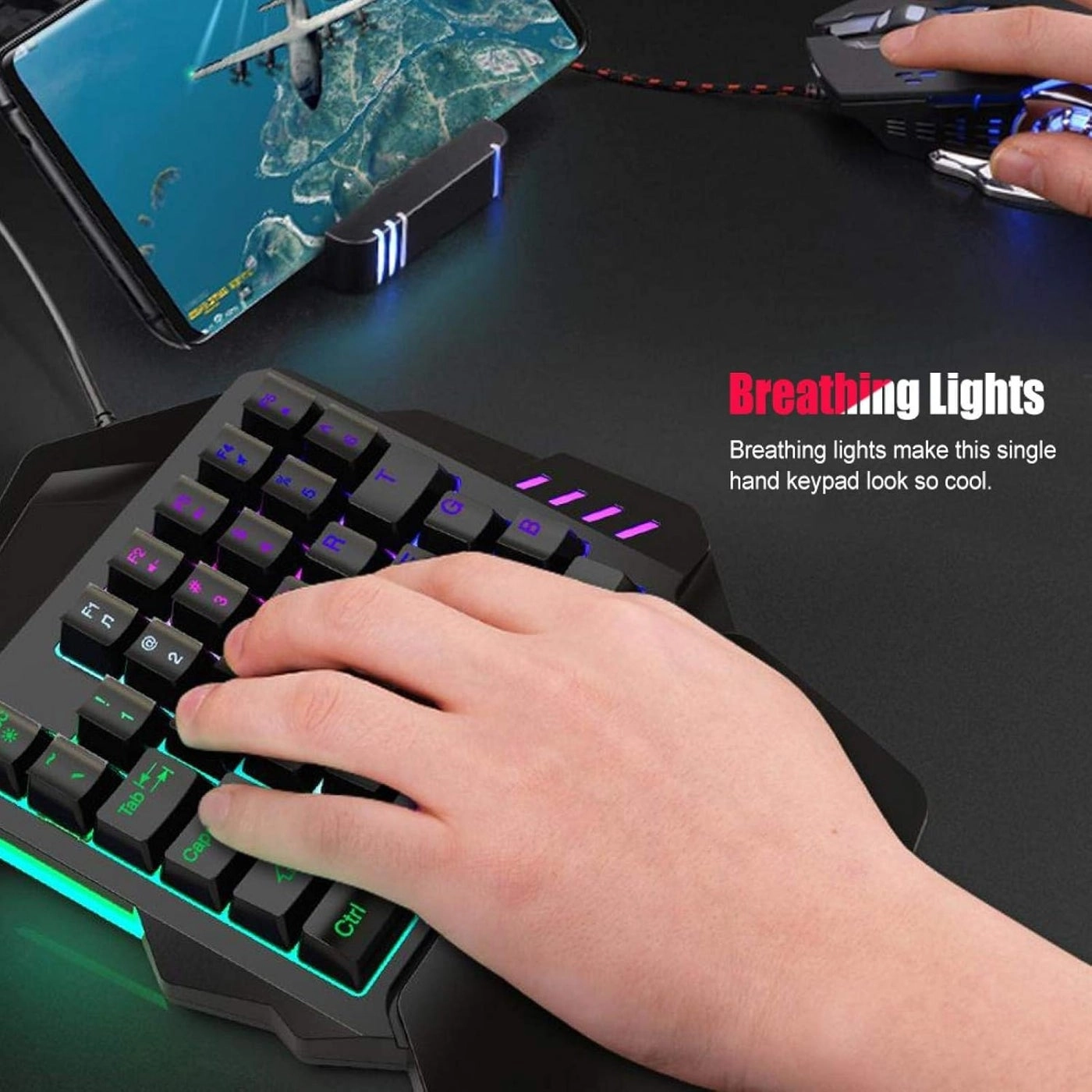 cheekyglo OneHanded RGB Backlight Gaming Keyboard - Wired