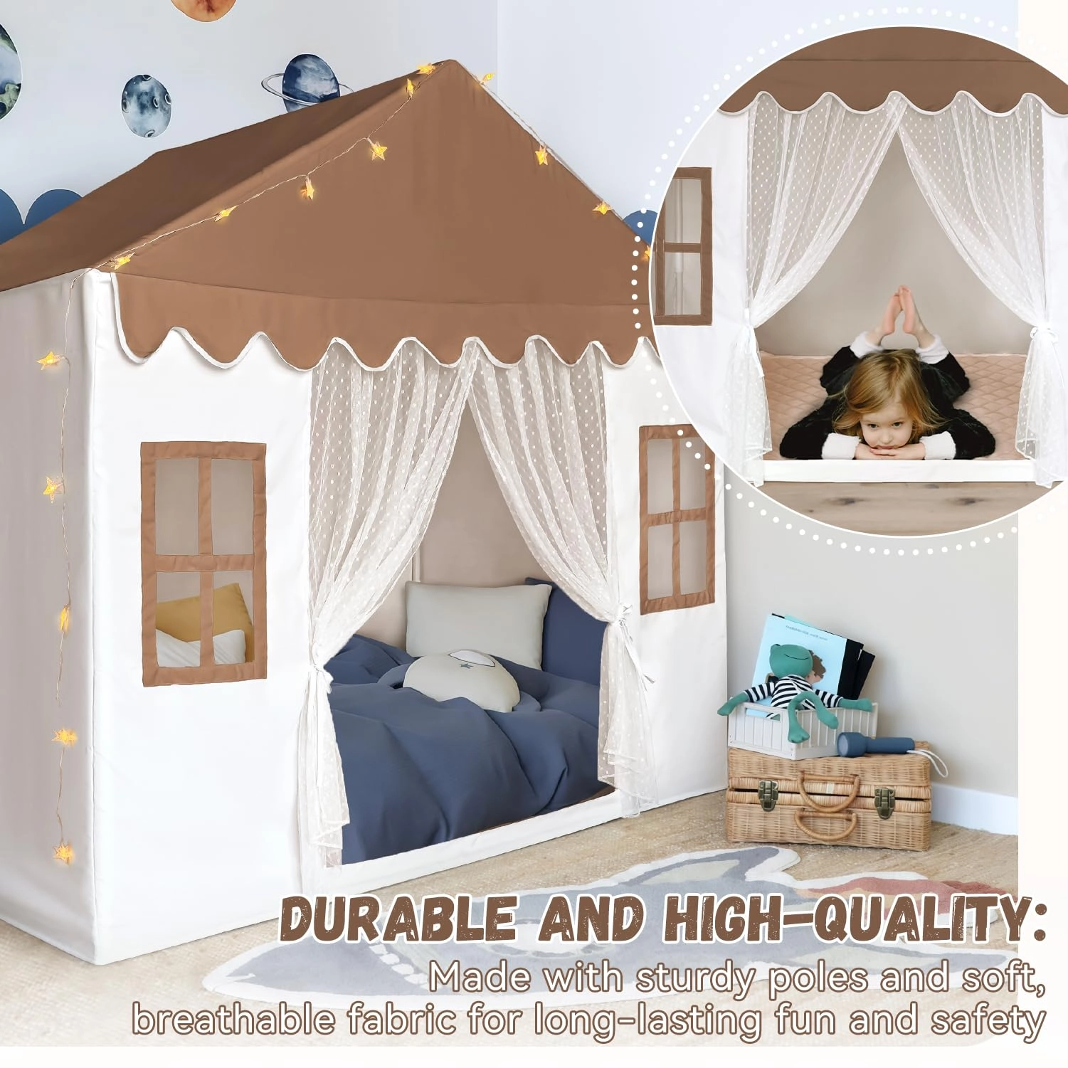 Kids Play Tent - 35.5 inches (W) x 57 inches (L) x 53 inches (H) Pink