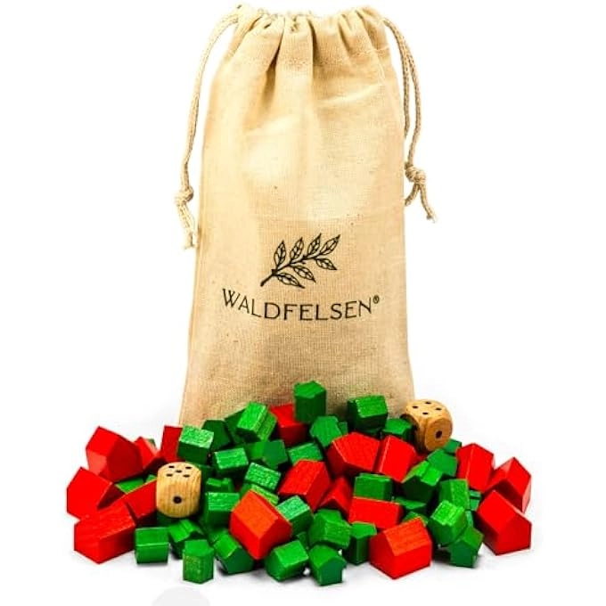 WOODEN TOY FIGURES - HOUSES, HOTELS AND TWO EYE CUBES 60 HOUSES AND 22 HOTELS pcs