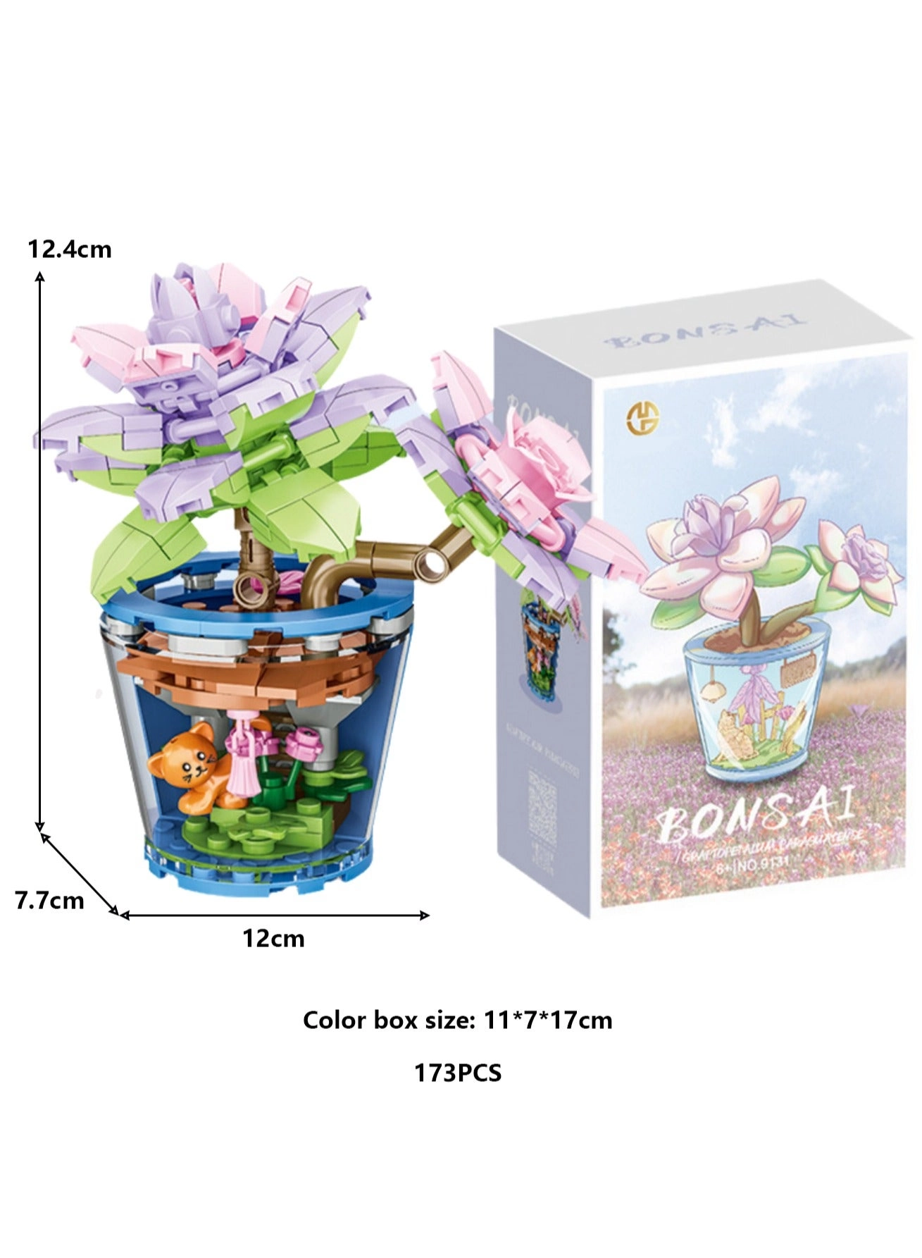 DIY Mini Flower Pot Plant Building Block Toys - Pink bouquet 187pcs