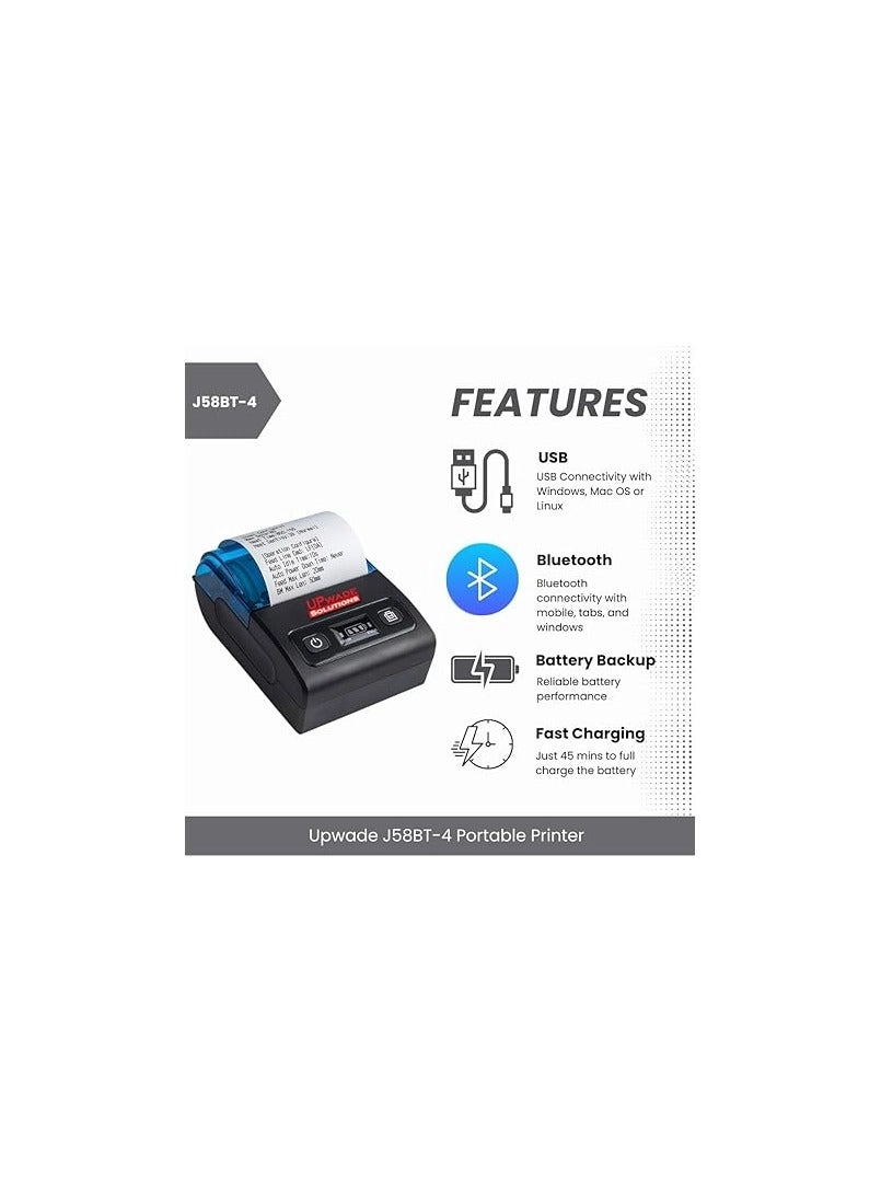 3 inch Portable Label + Receipt Thermal Printer - 2600mAH Bluetooth