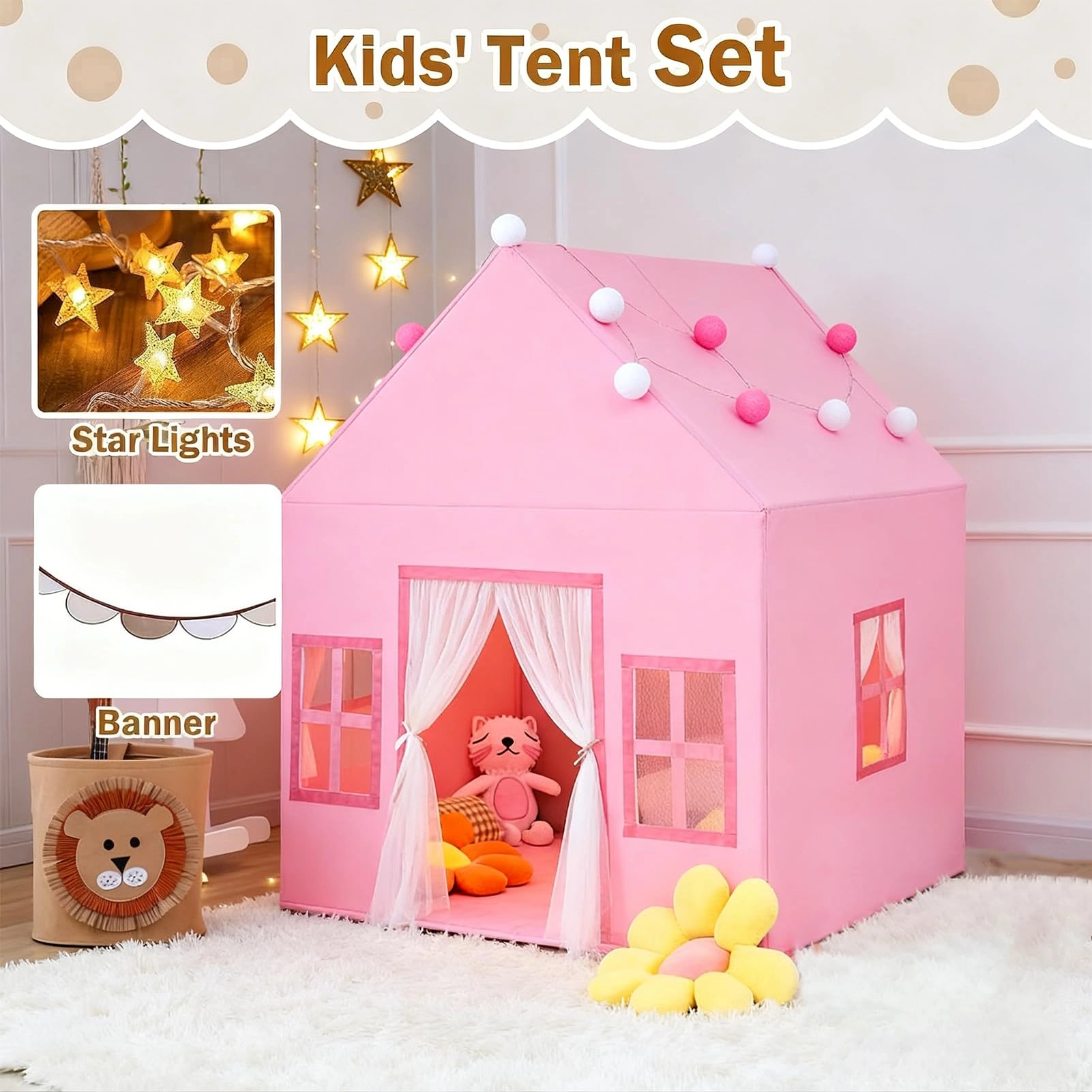Kids Tent Playhouse - Large Pink