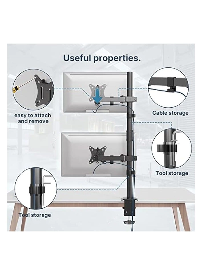 Dual Monitor Stand - 32 inch 75mm x 75mm 100mm x 100mm