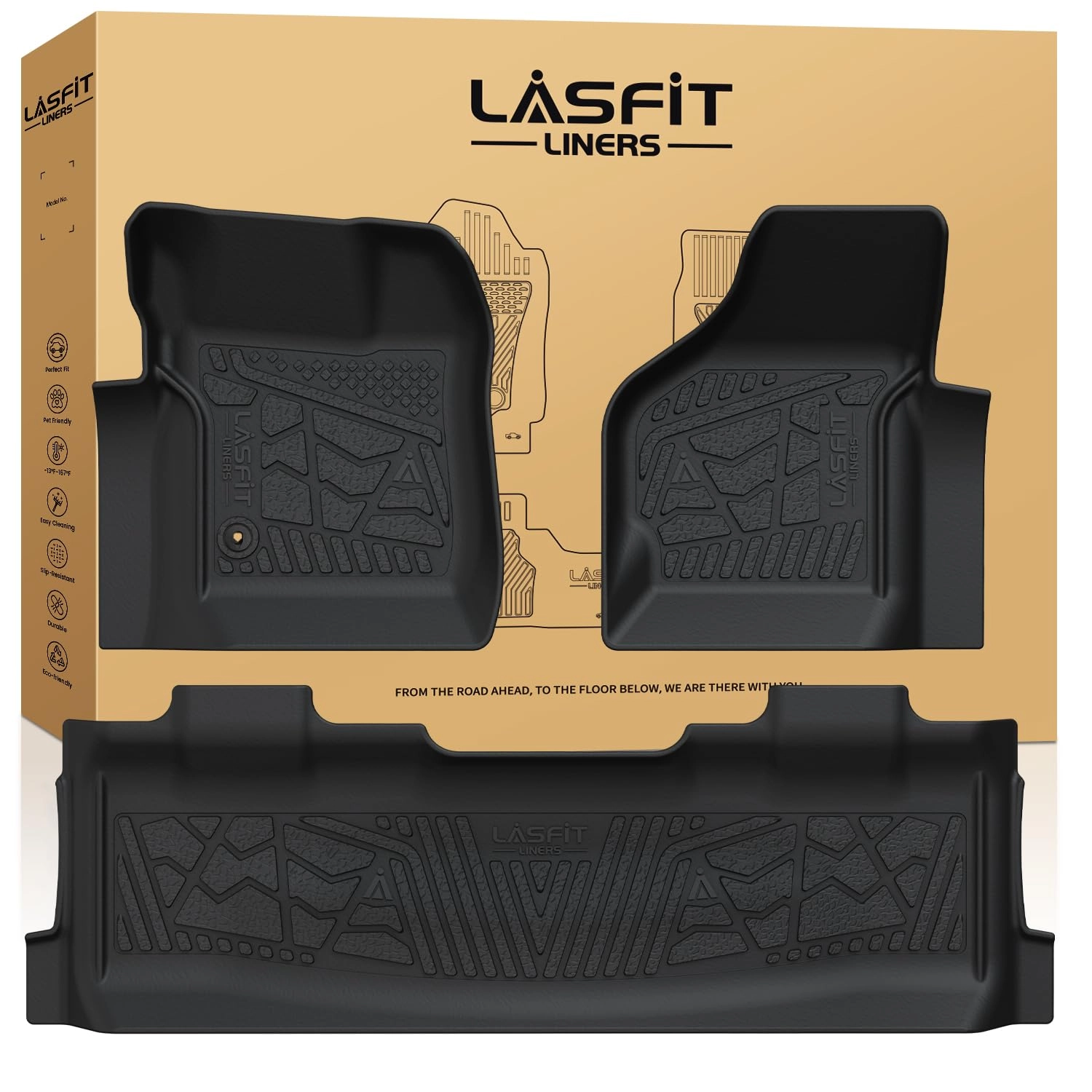 LASFIT Floor Mats - Ford F250 F350 Super Duty Crew Cab 1999-2007 1st & 2nd Row