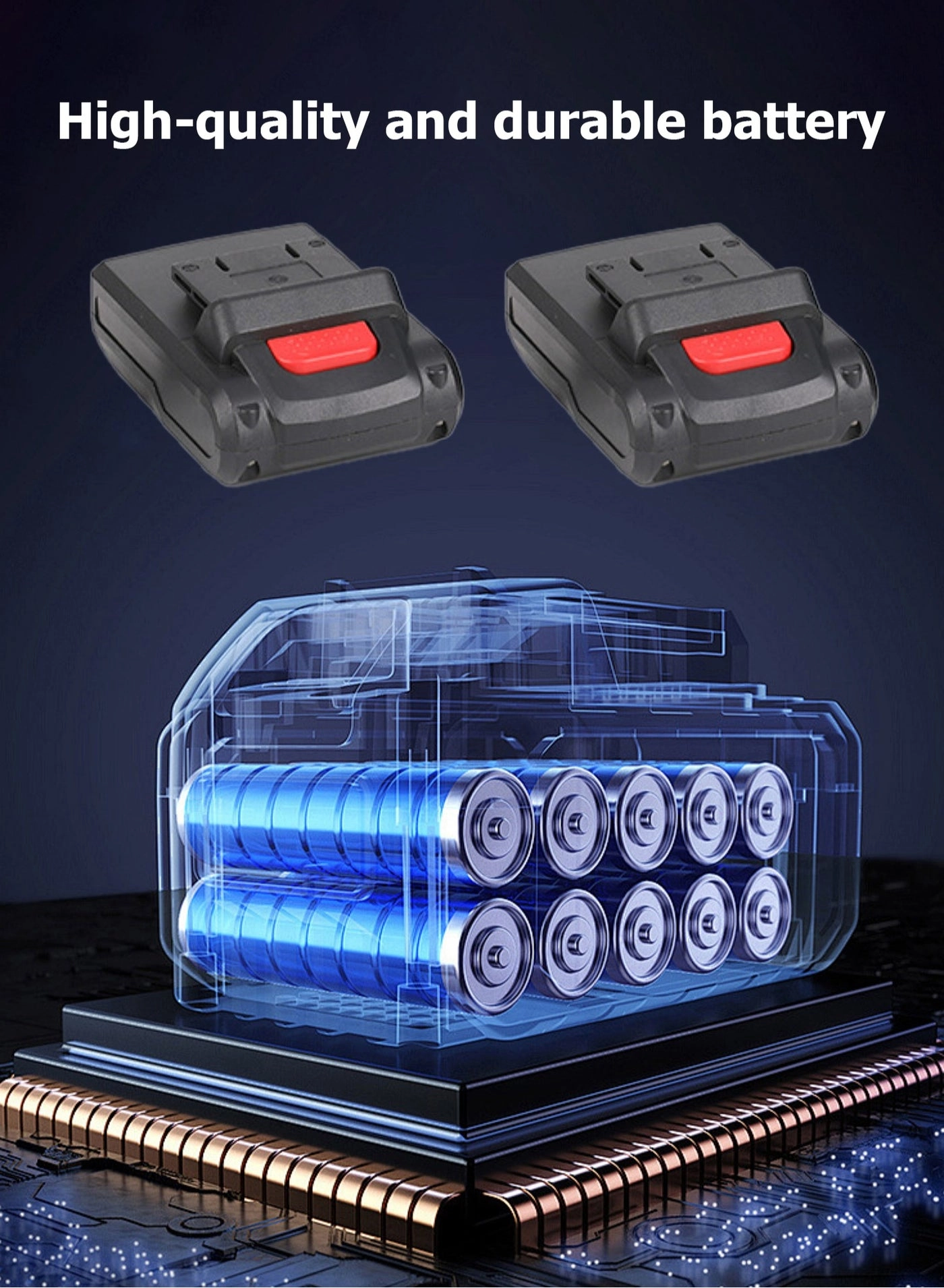 Cordless Electric Drill - 2 Batteries Built-in LED