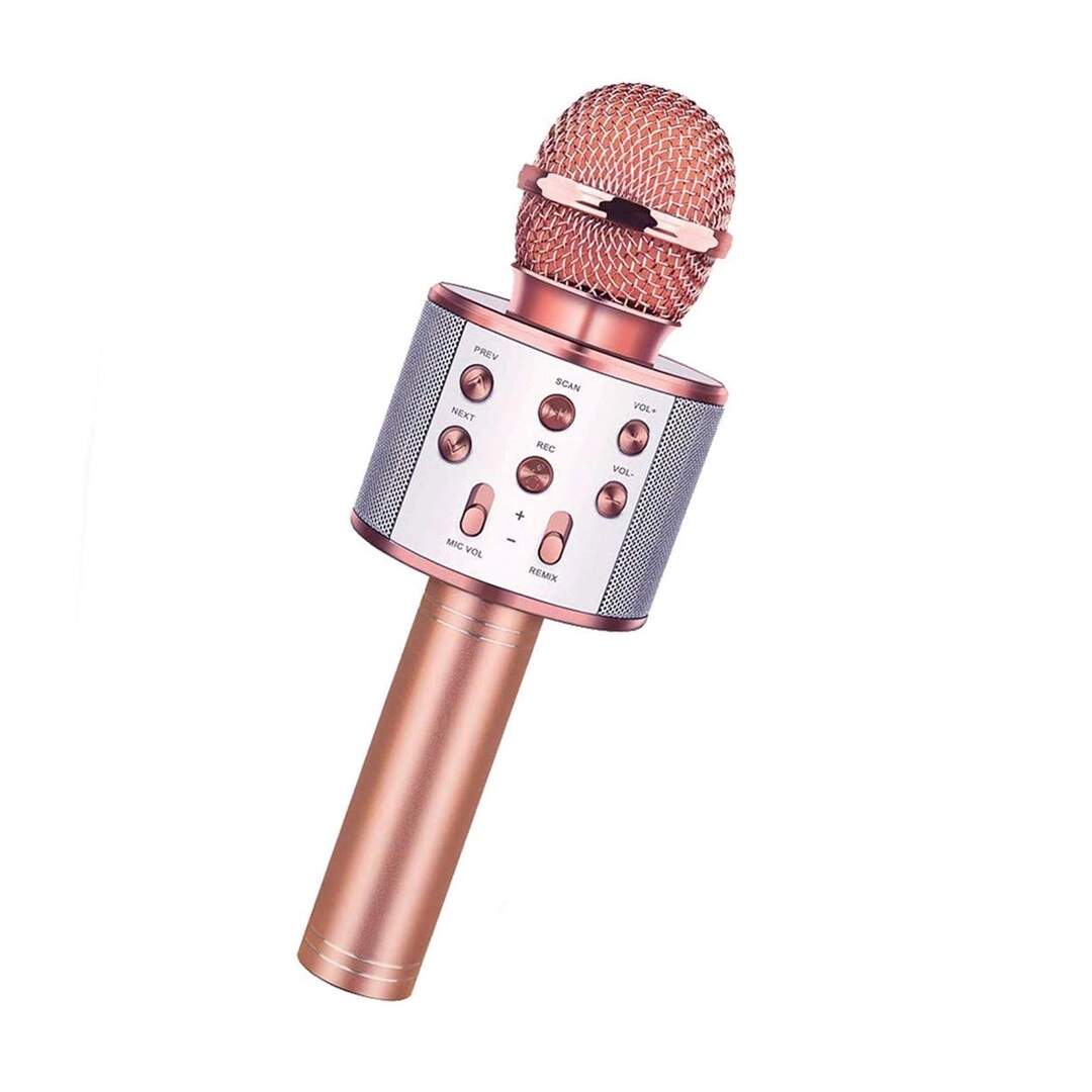 WEWQAEI Karaoke Microphone - 3 in 1 Rose Gold