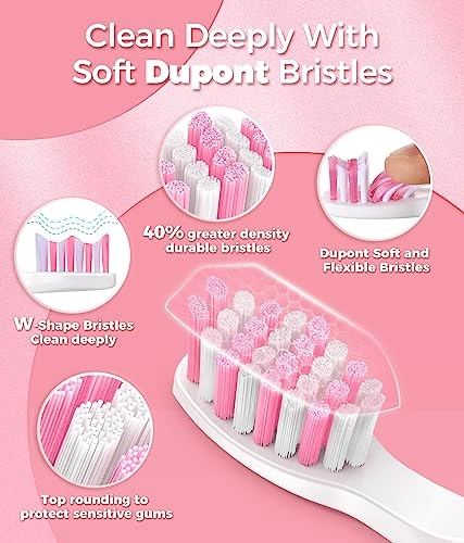 Electric Toothbrush - 40000 VPM 5 Modes Pink