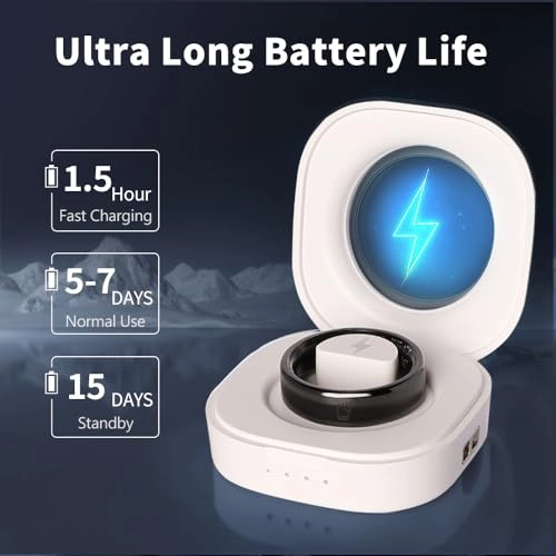 Ceramic Touch Smart Ring - Heart Rate Blood Oxygen 5ATM Waterproof