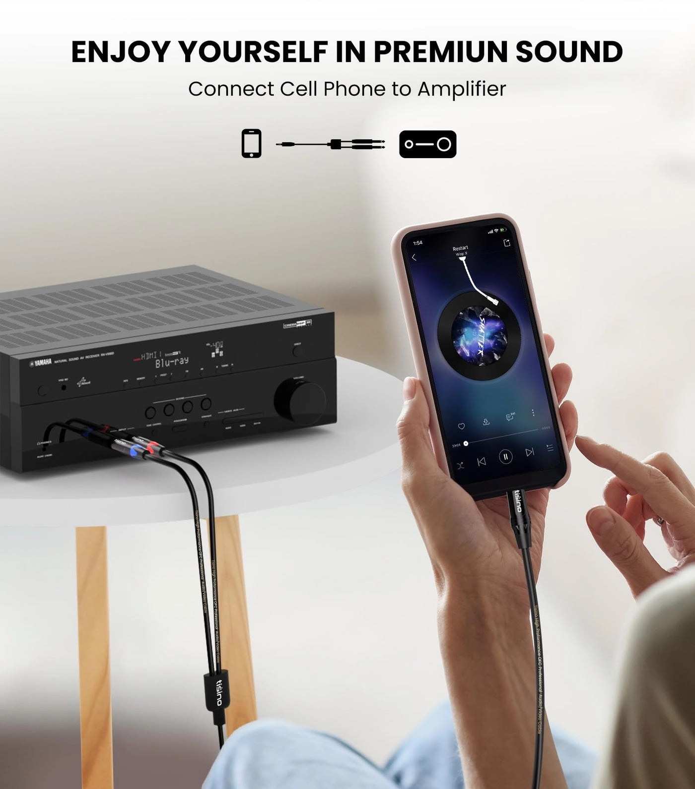 1/8 to 1/4 Stereo Cable - 6.6 feet