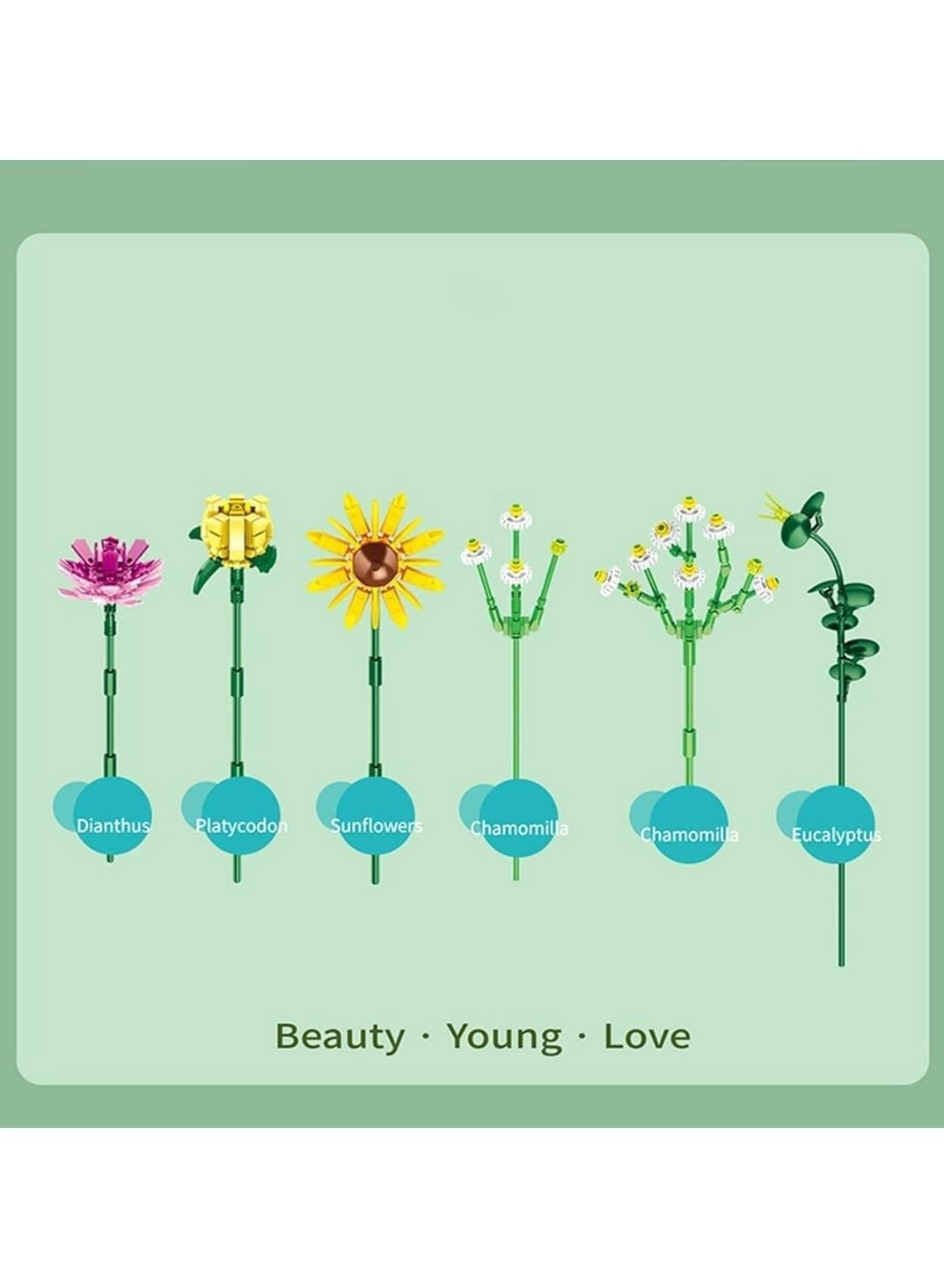 Flowers Bouquet Building Sets - Building Bricks DIY with Lights