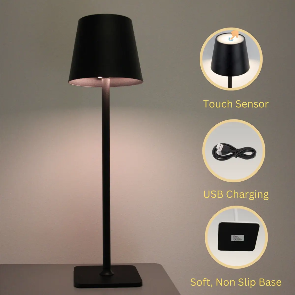 Cordless USB Rechargable Dimmable Table Lamp - 5 W 4000mAh