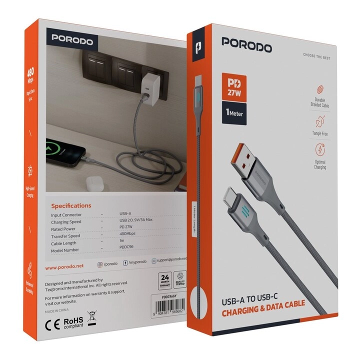 Charge Cable 60W USB-A to USB-C 1m Braided