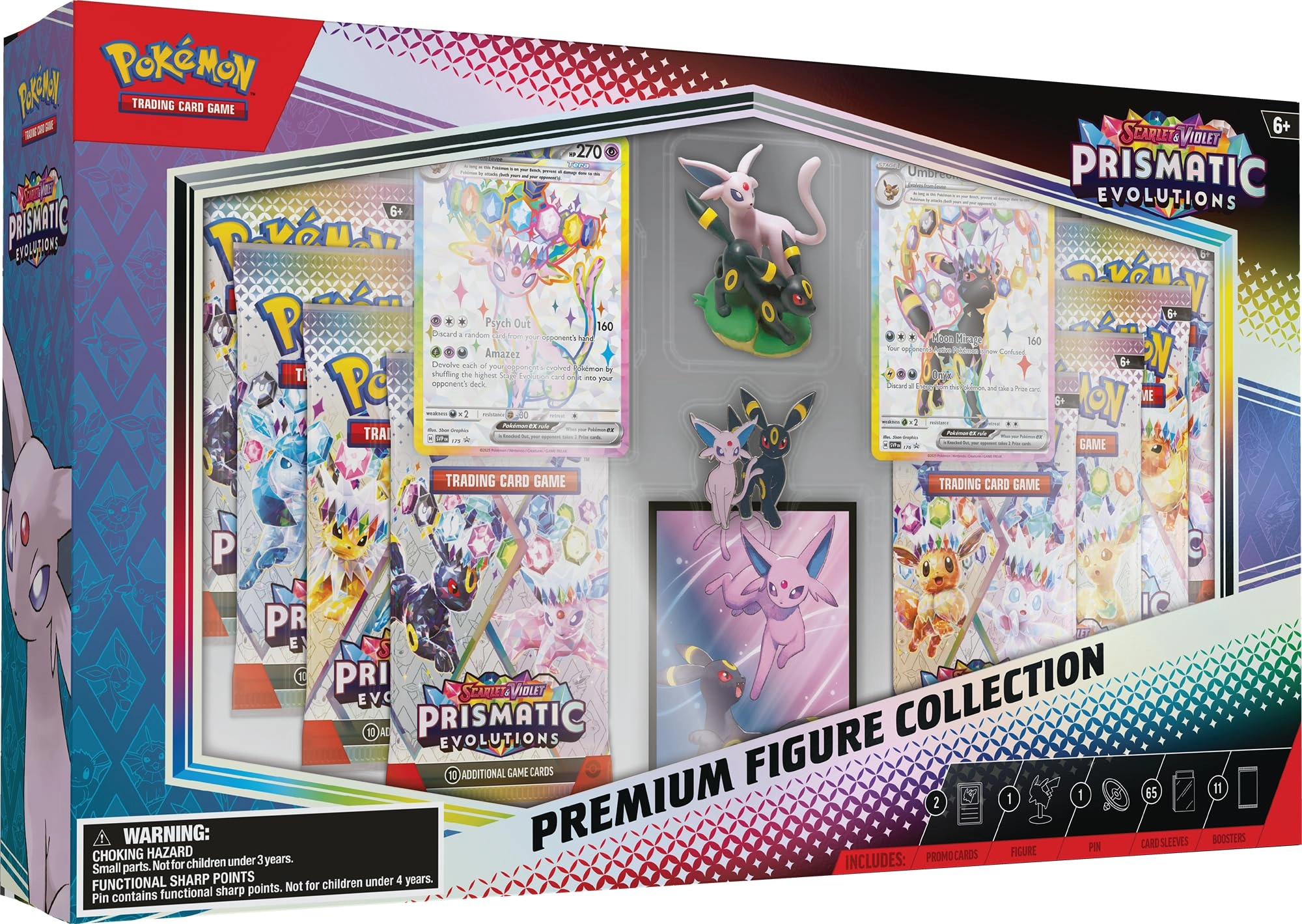Scarlet & Violet—Prismatic Evolutions Premium Figure Collection - 11 booster packs 65 card sleeves